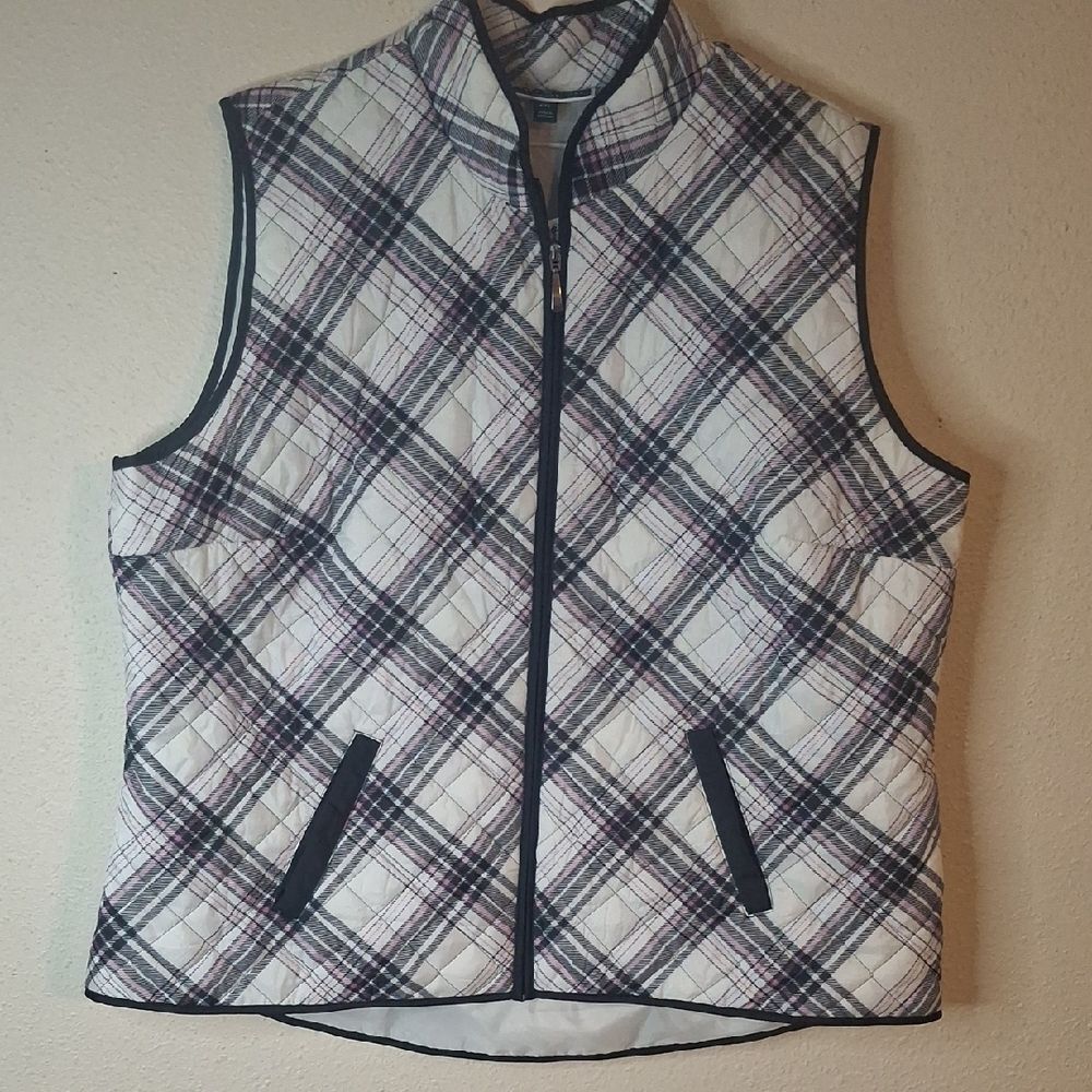 Karen Scott Plaid Quilted Vest size XXL NWT